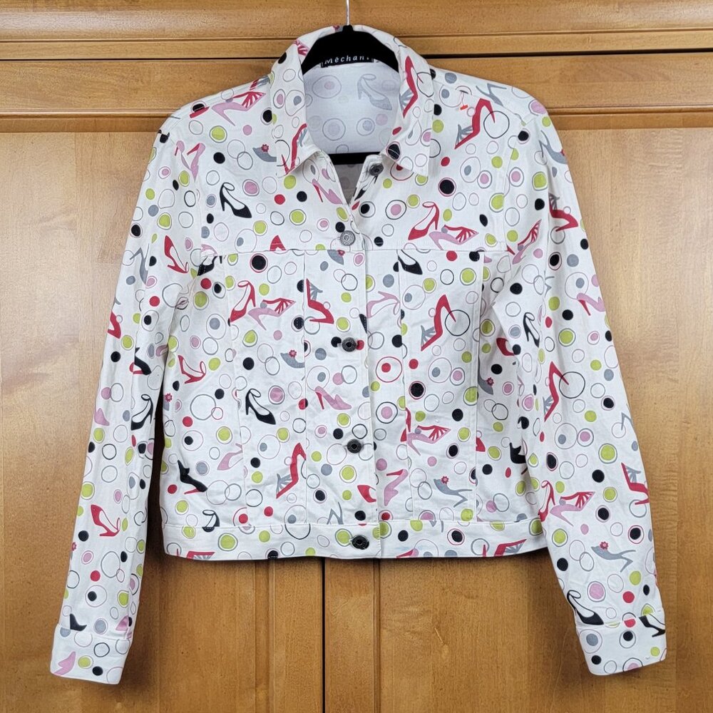 Mechant High Heeled Shoes Novelty Print Cream Jacket - M